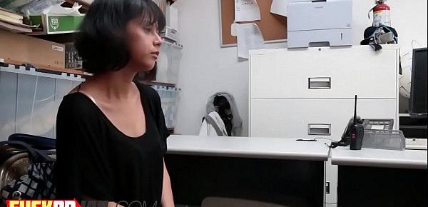  Amazing brunette teen got ravaged from behind at the office